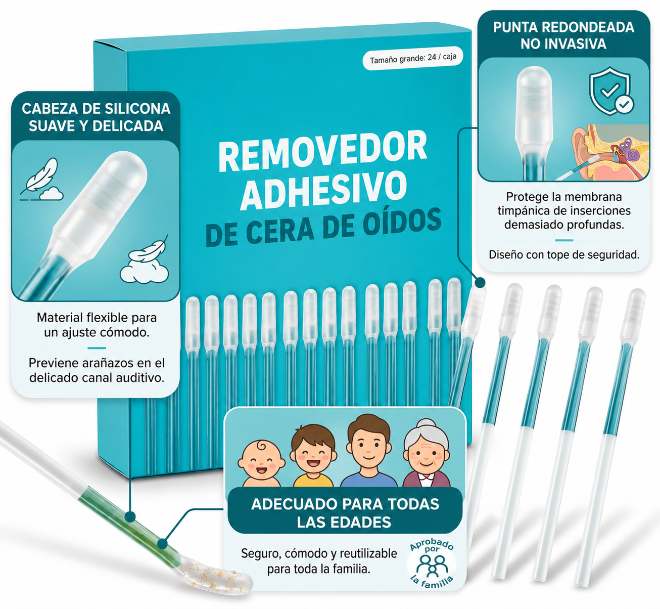 Removedor Adhesivo de Cera de Oídos